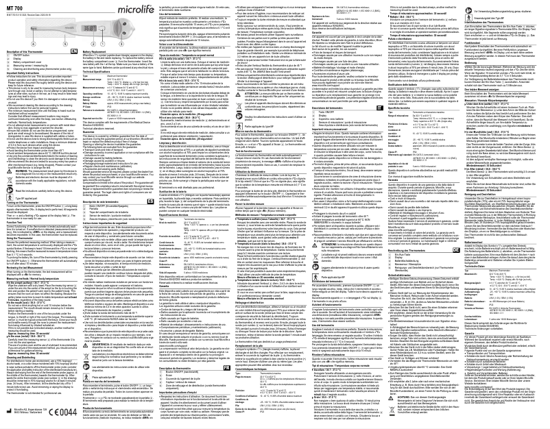 Image de la première page du manuel de l'appareil MT 700