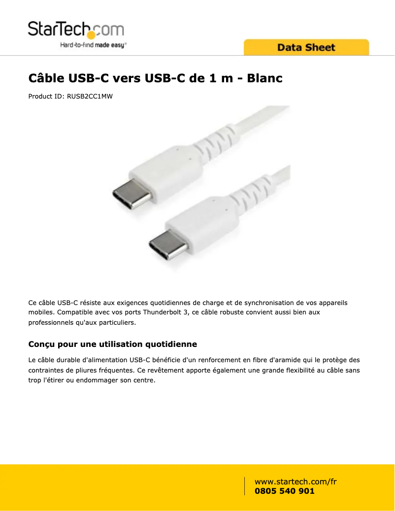 Page n°1 - Manuel utilisateur StarTech.com RUSB2CC1MW