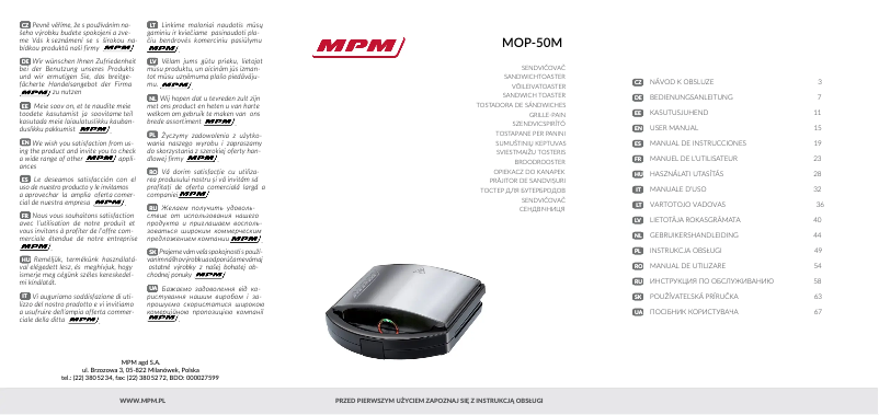 Page n°1 - Manuel utilisateur MPM MOP-50M