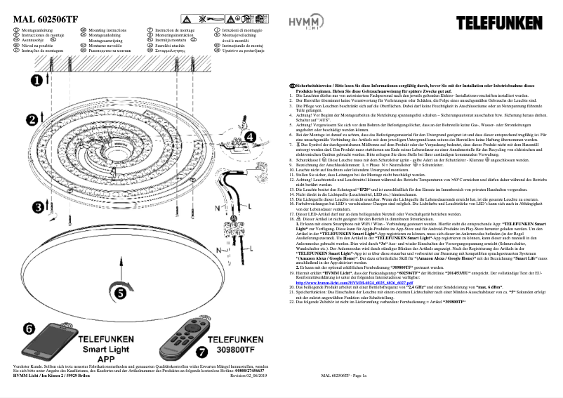 Page 1 de la notice Manuel utilisateur Telefunken MAL 602506TF