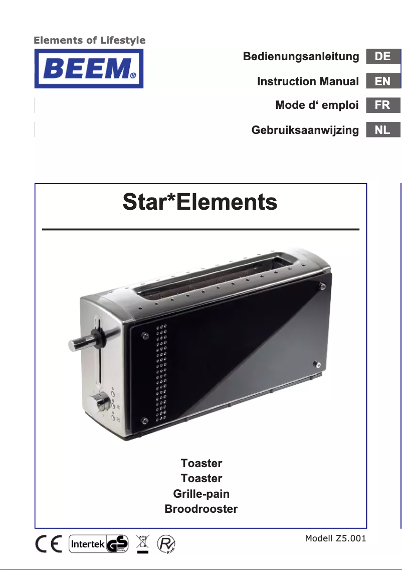Image de la première page du manuel de l'appareil Star*Elements Z5.001