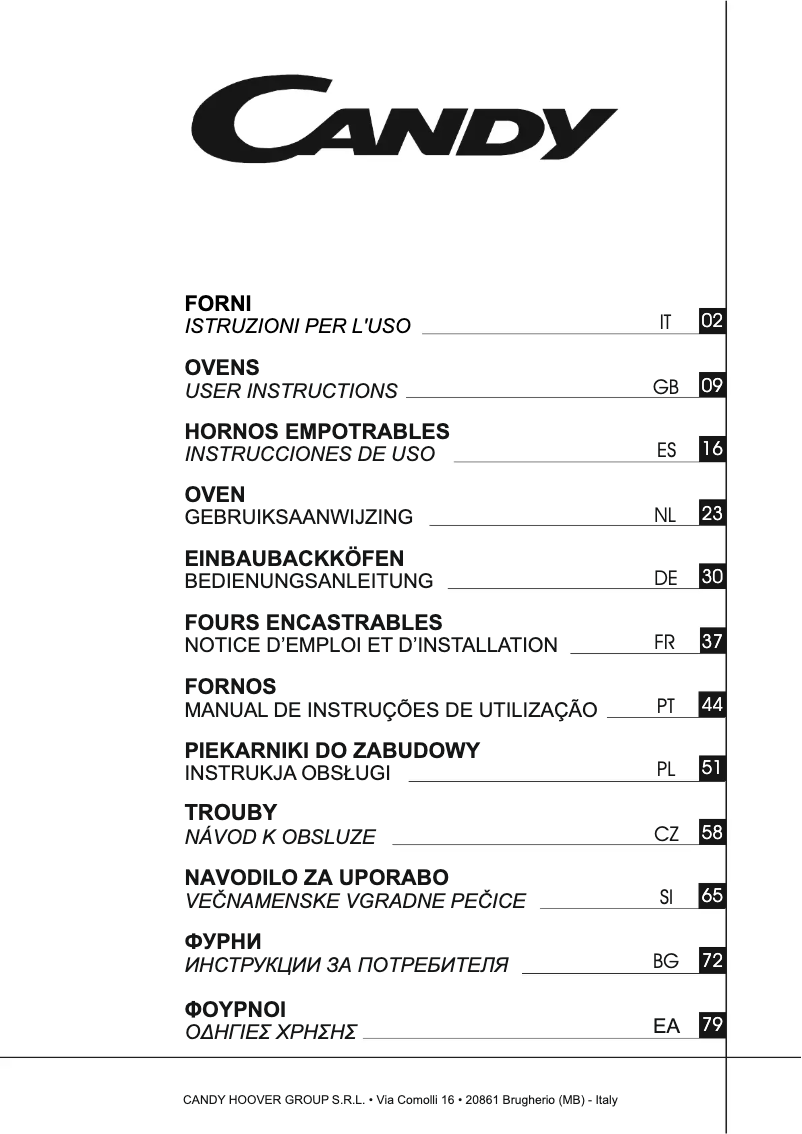 Page n°1 - Manuel utilisateur Candy FCC604NAV