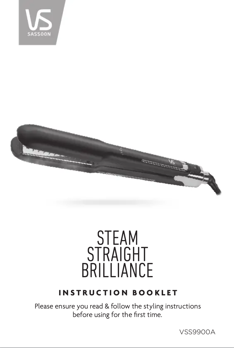 Image de la première page du manuel de l'appareil Steam Straight Brilliance VSS9900A