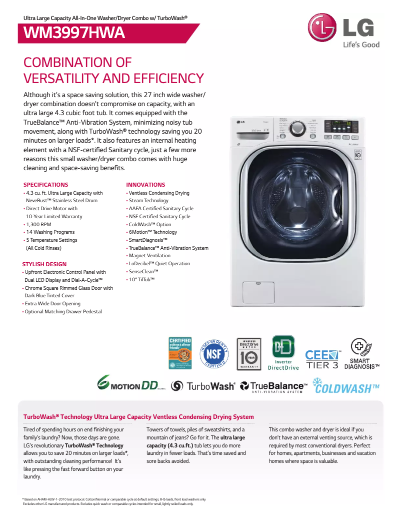 Image de la première page du manuel de l'appareil WM3997HWA