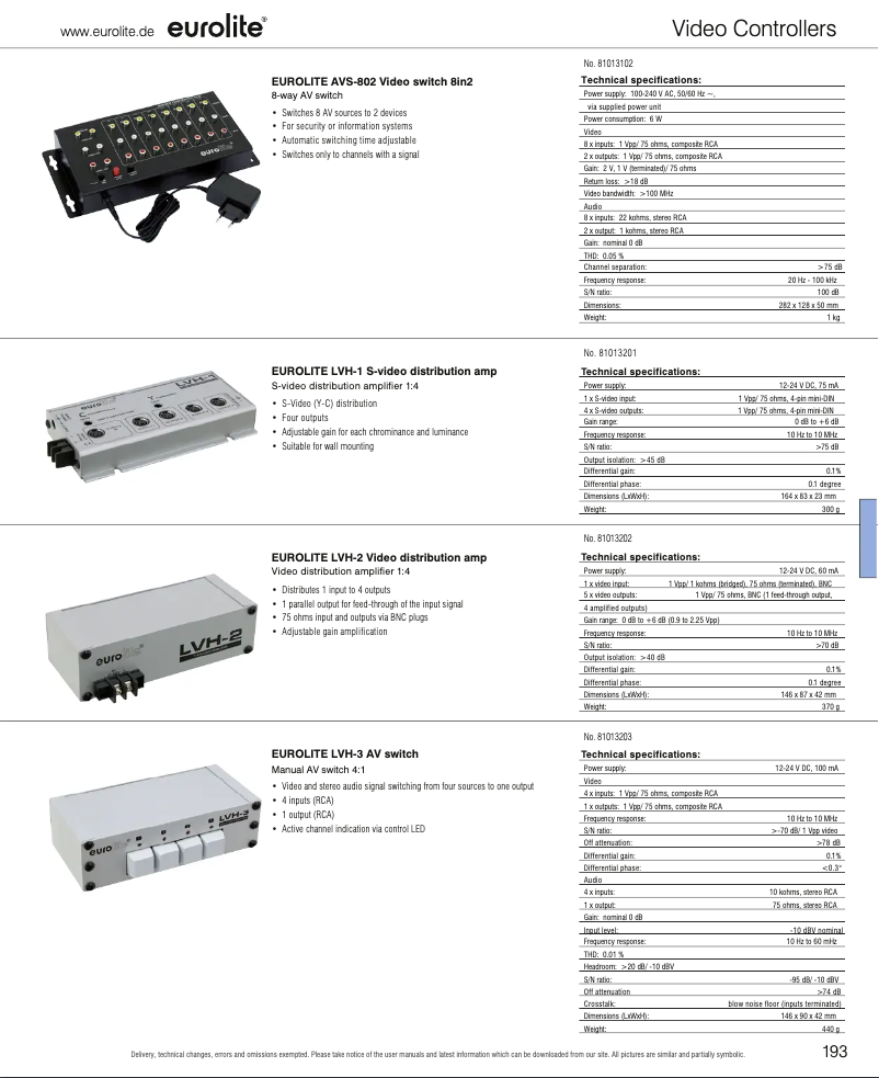 Page n°1 - Catalogue Eurolite LVH-1