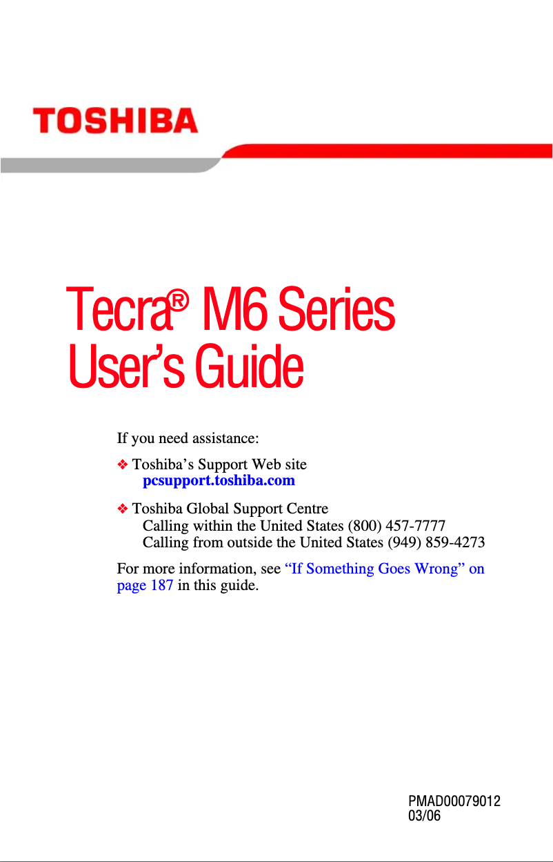 Page 1 de la notice Manuel utilisateur Toshiba Tecra M6