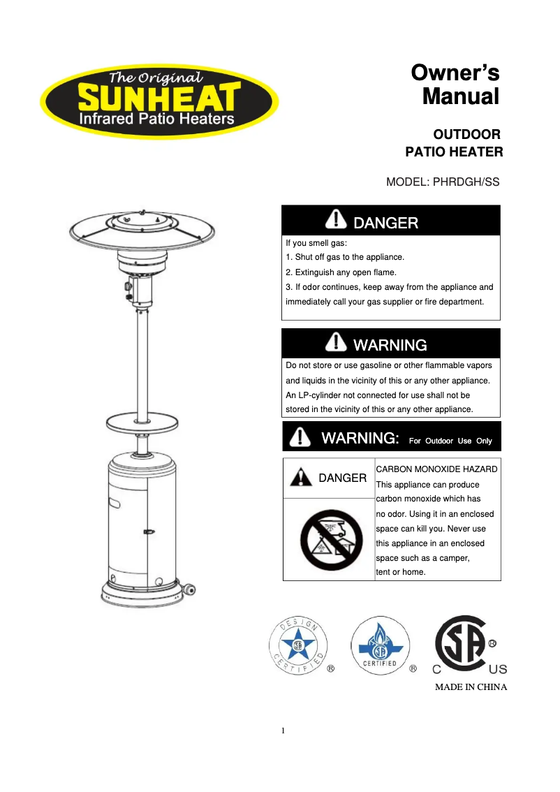Page 1 de la notice Manuel utilisateur Sunheat PHRDSS