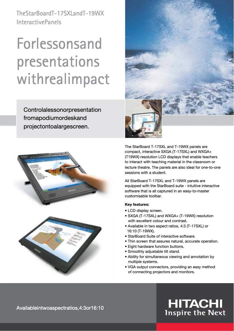 Page 1 de la notice Brochure Hitachi T19WX