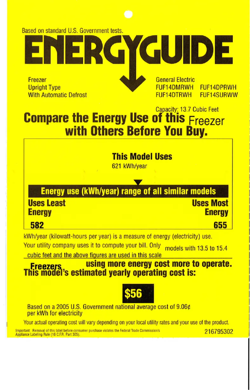 Image de la première page du manuel de l'appareil FUF14DPRWH