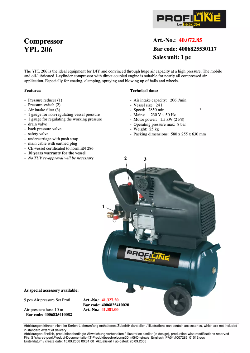 Page n°1 - Manuel utilisateur Einhell YPL 206