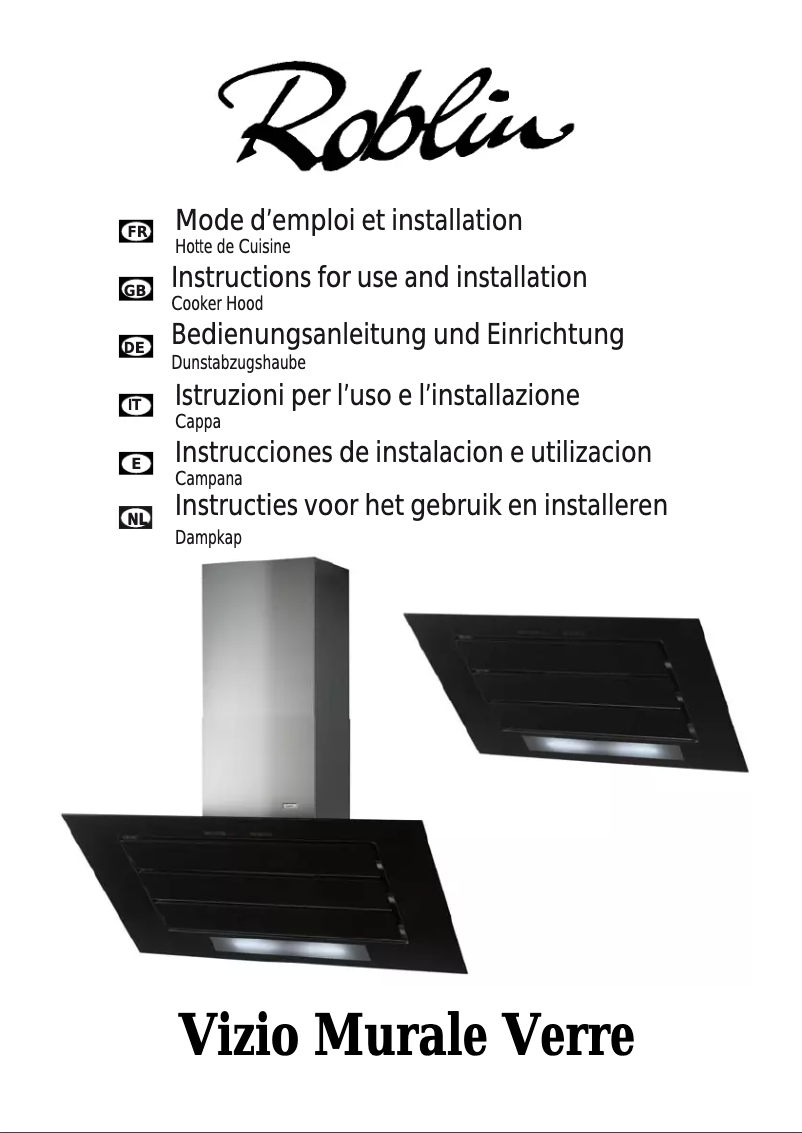 Page 1 de la notice Manuel utilisateur Roblin Vizio Verre 900 Murale