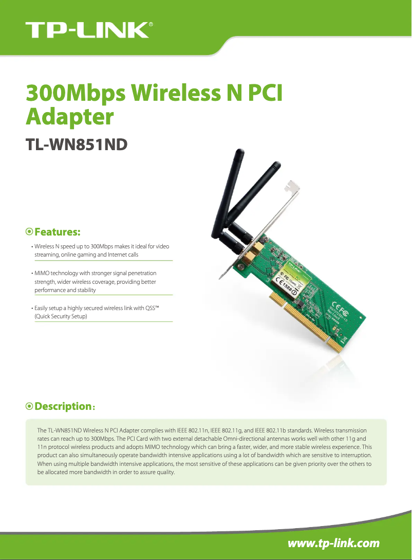 Image de la première page du manuel de l'appareil TL-WN851ND