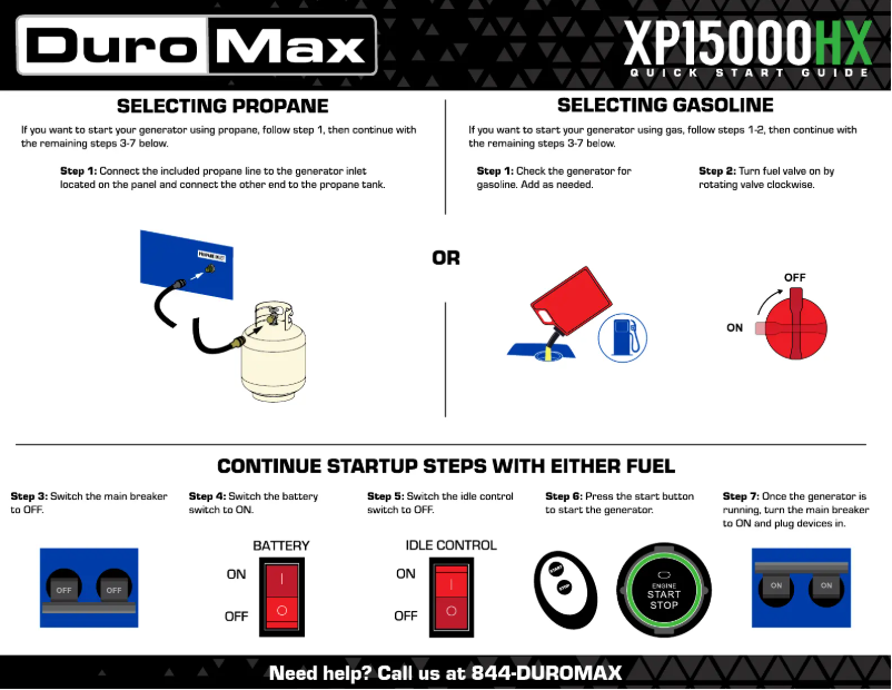 Page n°1 - Guide de démarrage rapide DuroMax XP15000HX