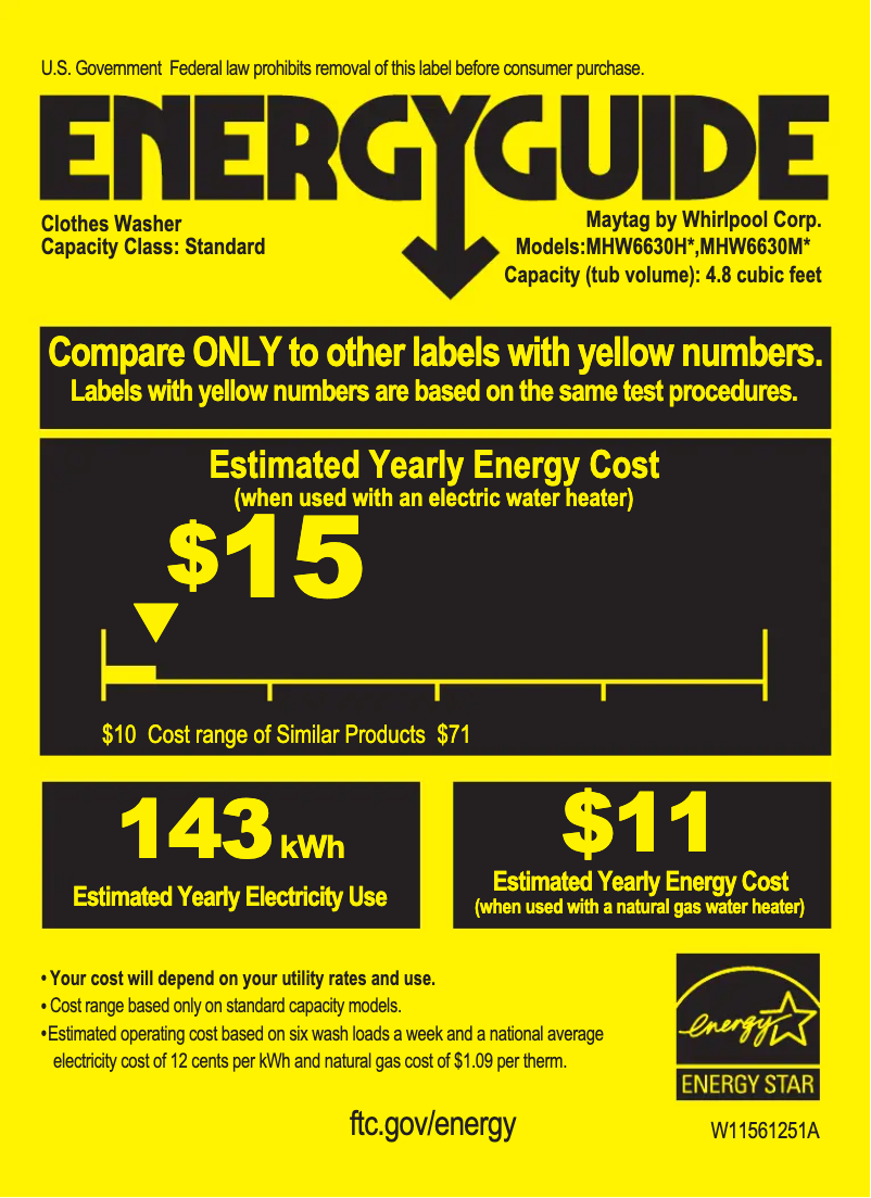 Page n°1 - Label énergétique Maytag MHW6630MBK