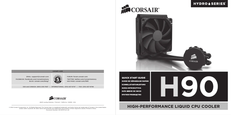 Page 1 de la notice Manuel utilisateur Corsair Hydro H90