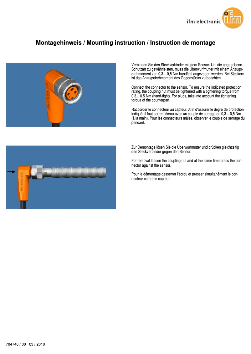 Page n°1 - Manuel utilisateur IFM EVW084