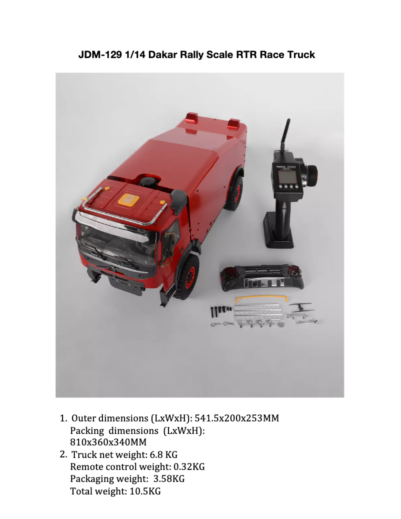 Image de la première page du manuel de l'appareil Dakar Rally Scale