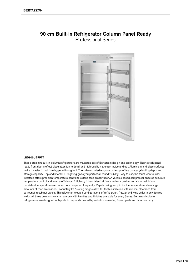 Image de la première page du manuel de l'appareil LRD905UBRPTT