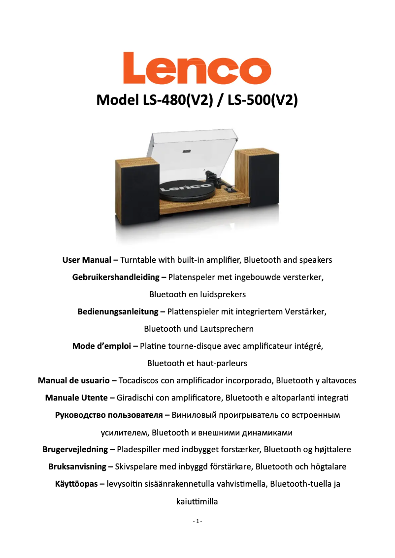 Page 1 de la notice Manuel utilisateur Lenco LS-500