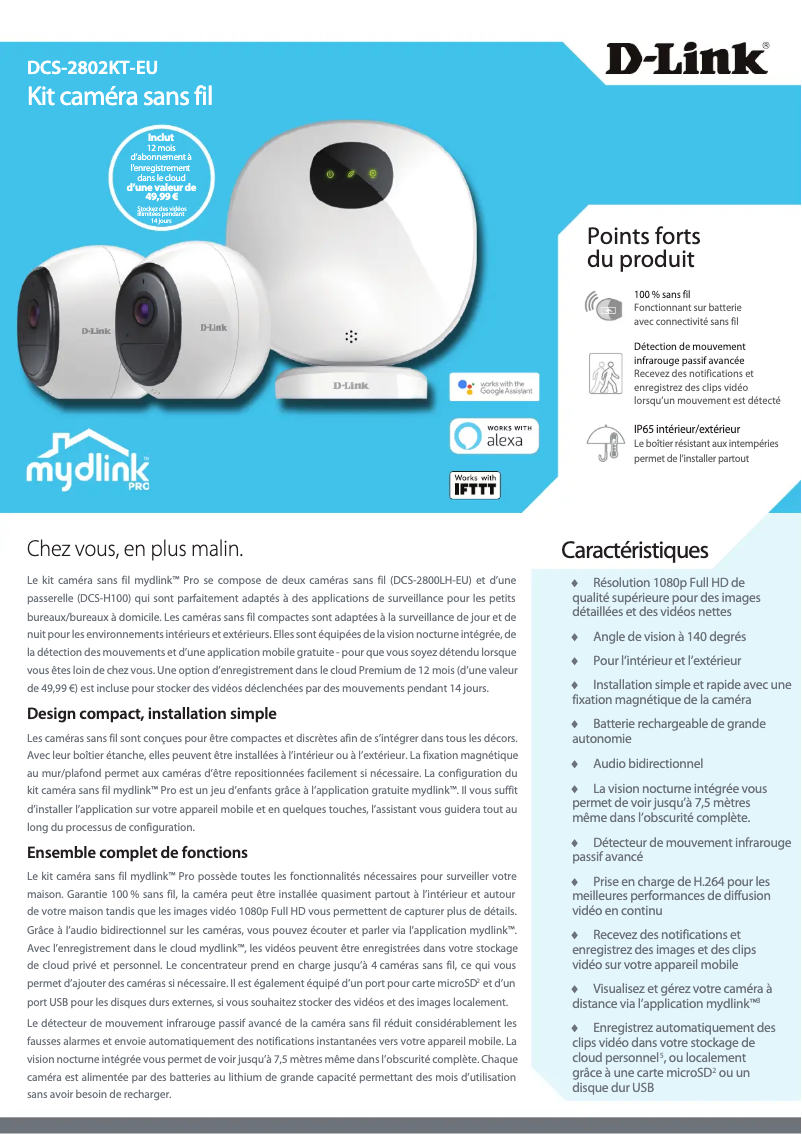 Página 1 del manual Ficha técnica D-Link DCS-2802KT