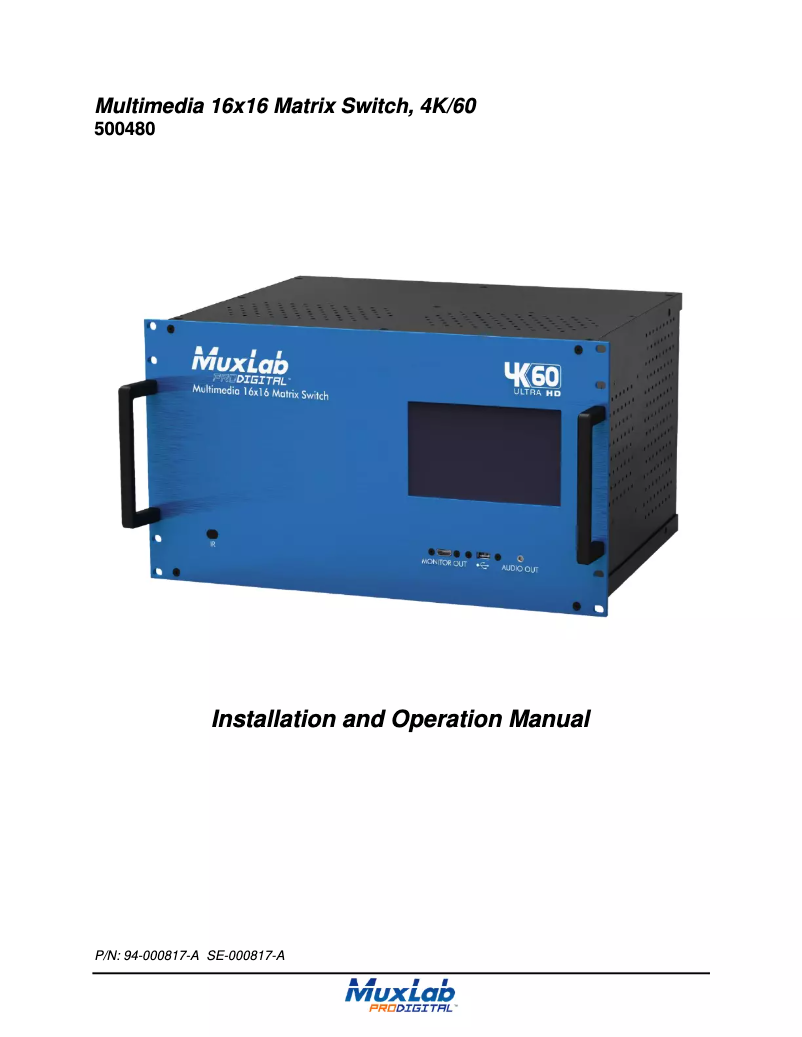 Page n°1 - Manuel utilisateur MuxLab 500483