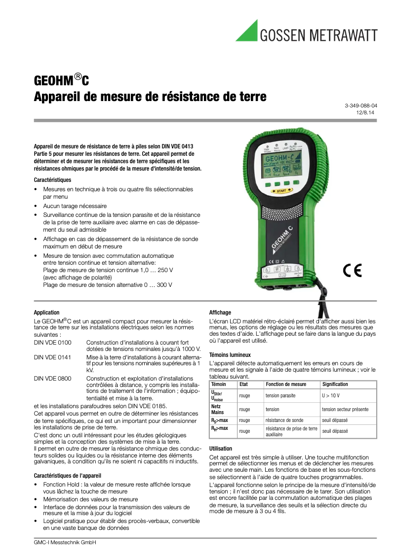 Image de la première page du manuel de l'appareil GEOHM C