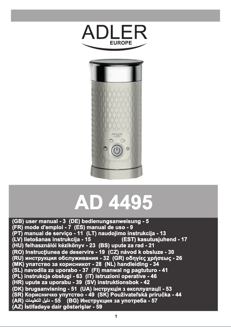 Page 1 de la notice Manuel utilisateur Adler AD 4495