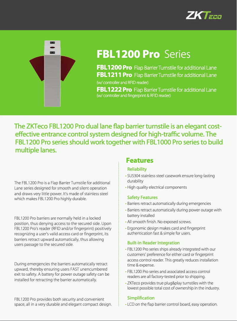 Image de la première page du manuel de l'appareil FBL1200 PRO