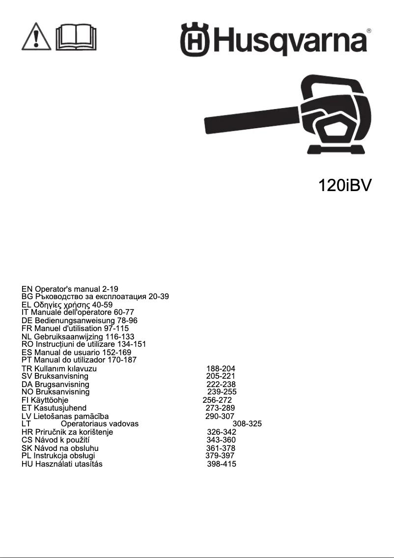 Page n°1 - Manuel utilisateur Husqvarna 120iBV