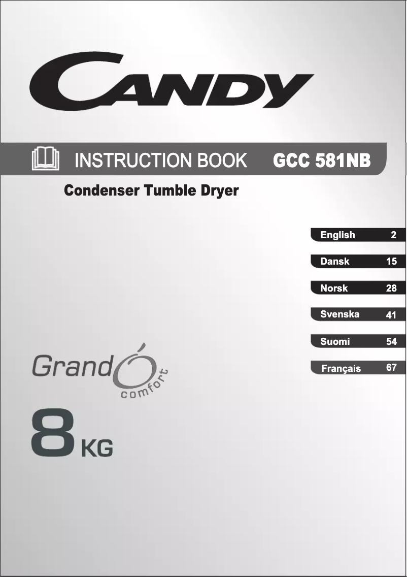 Page n°1 - Manuel utilisateur Candy GCC 581 NB