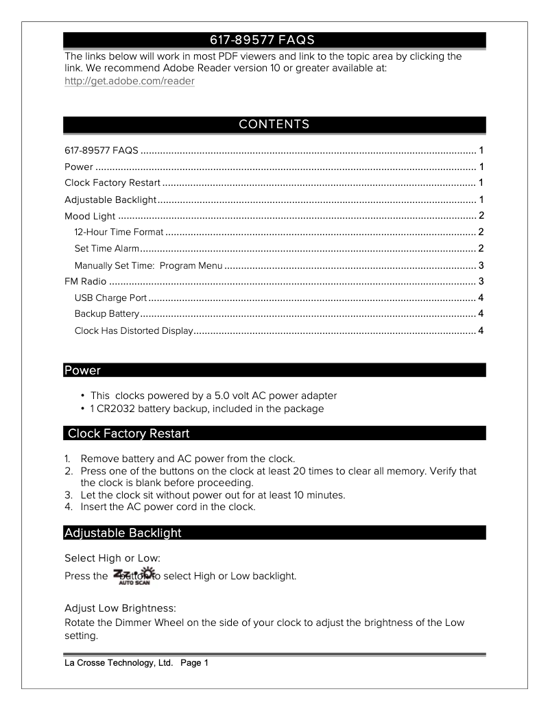 Page n°1 - FAQ La Crosse Technology 617-89577