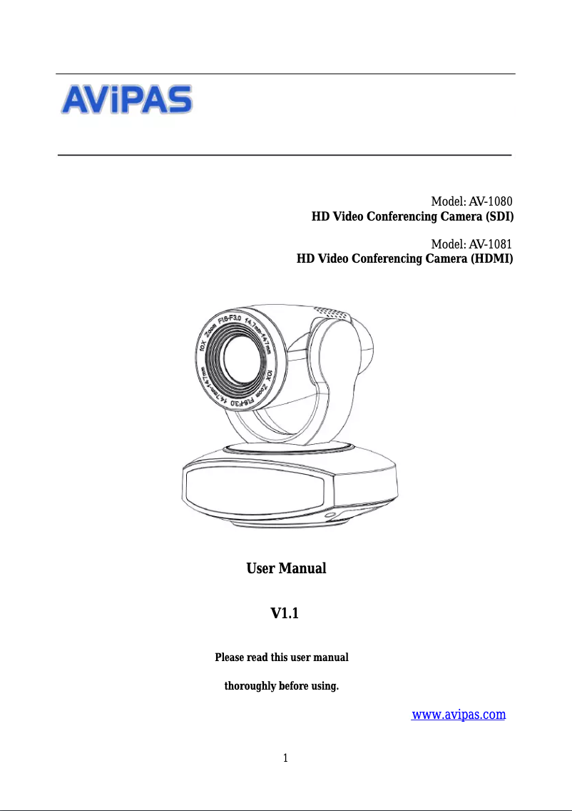 Page 1 of the manual User Manual AViPAS AV-1081
