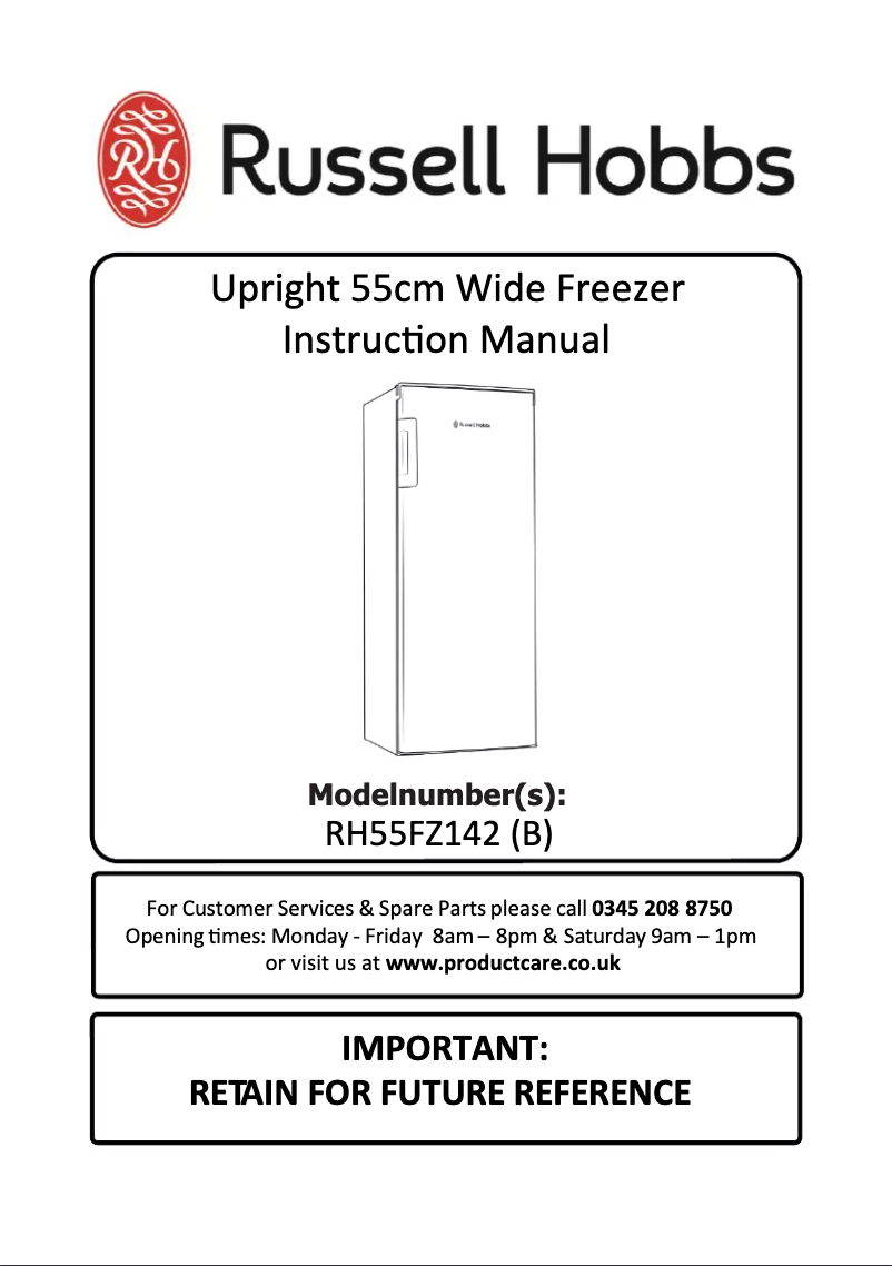 Page n°1 - Manuel utilisateur Russell Hobbs RH55FZ142