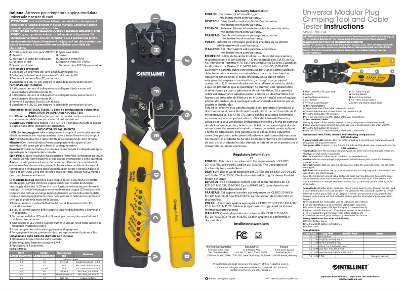 Page 1 de la notice Manuel utilisateur Intellinet 780124