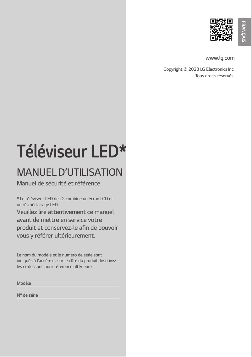 Page n°1 - Manuel utilisateur LG 43UR78006LK