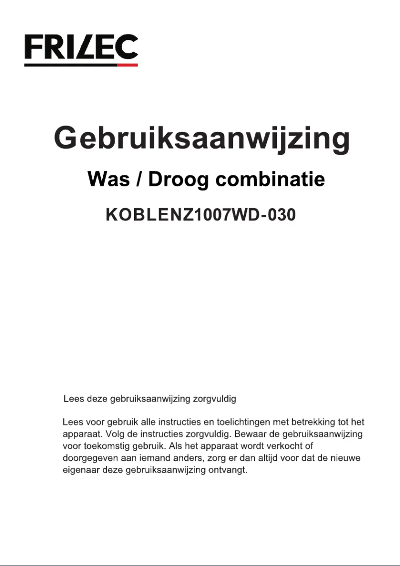 Page n°1 - Manuel utilisateur Frilec KOBLENZ1007WD-030