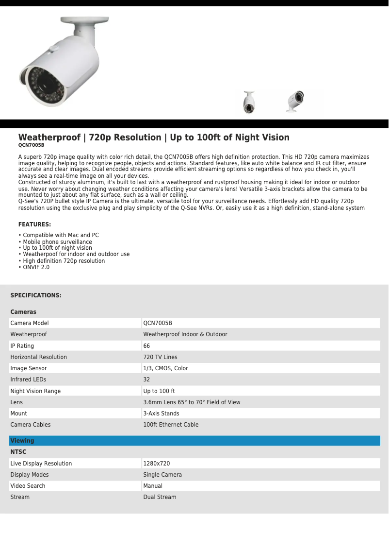 Page 1 de la notice Manuel utilisateur Q-See QCN7005B