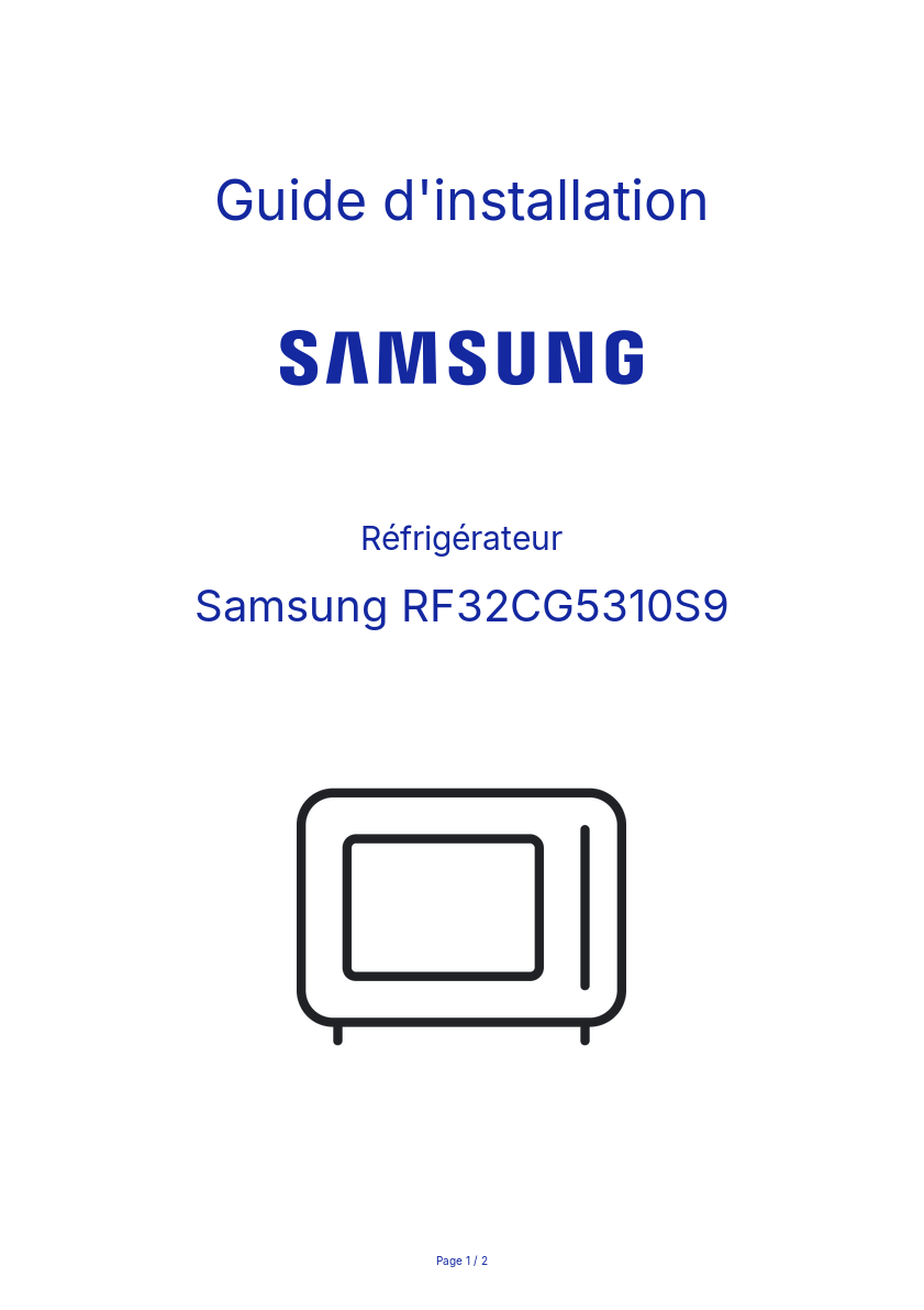 Page n°1 - Guide d'installation Samsung RF32CG5310S9