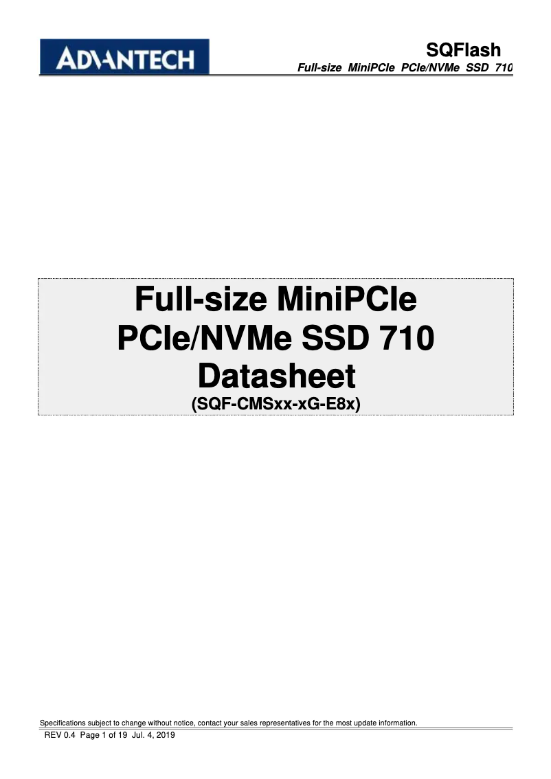 Page n°1 - Manuel utilisateur Advantech SQF-CMS 710