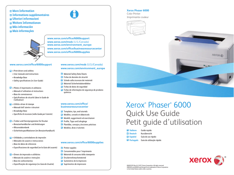Page 1 de la notice Manuel utilisateur Xerox Phaser 6000