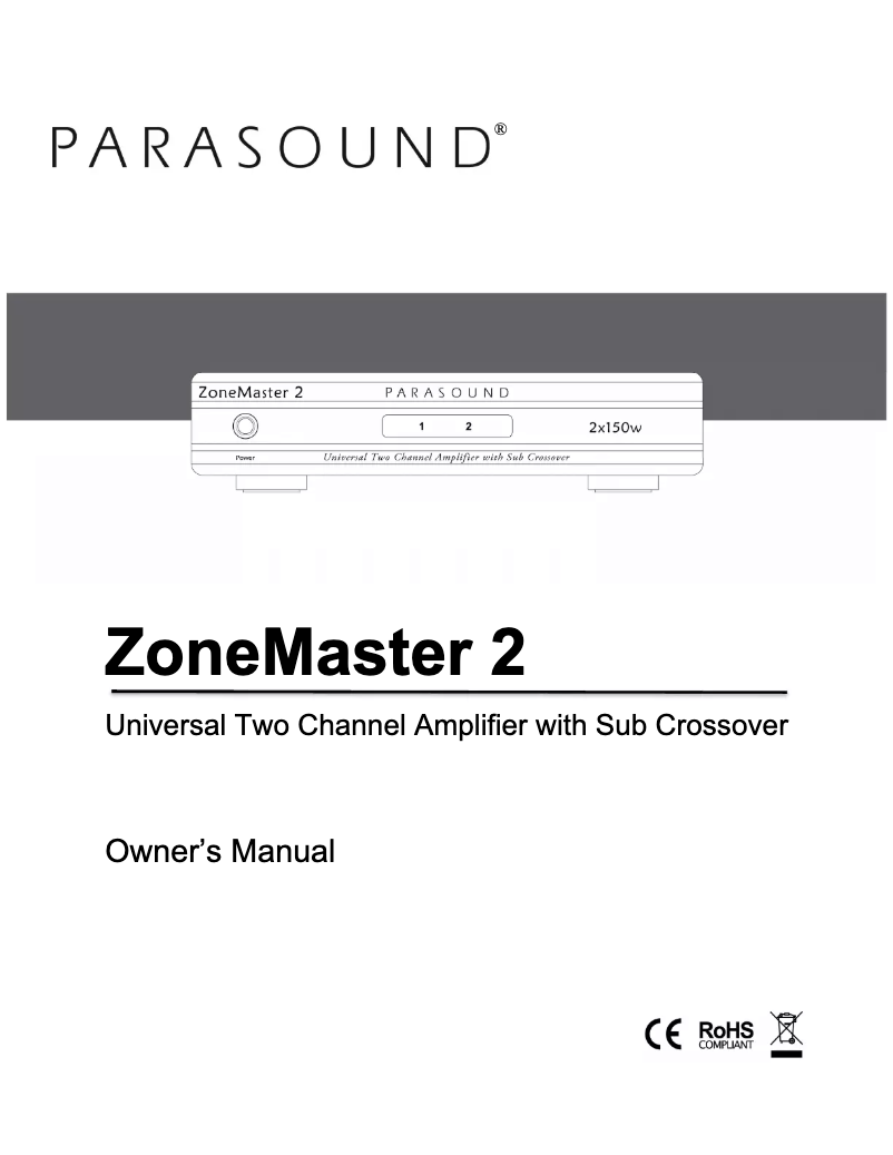 Page 1 de la notice Manuel utilisateur Parasound ZoneMaster 2