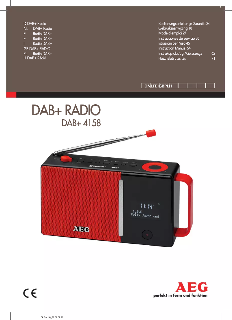 Page n°1 - Manuel utilisateur AEG DAB+ 4158