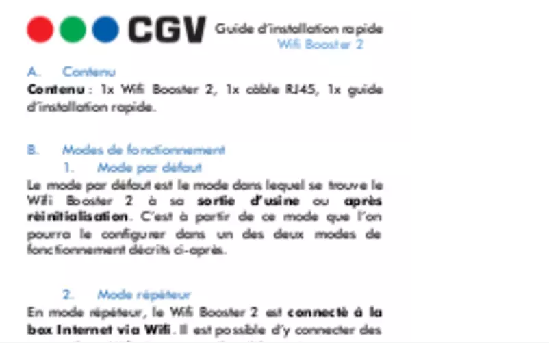 Image de la première page du manuel de l'appareil Wifi Booster 2