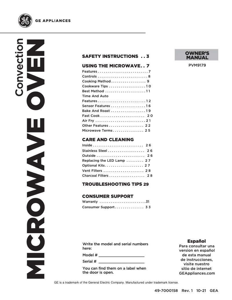 Page 1 de la notice Manuel d'utilisation et d'entretien GE Profile PVM9179ERES