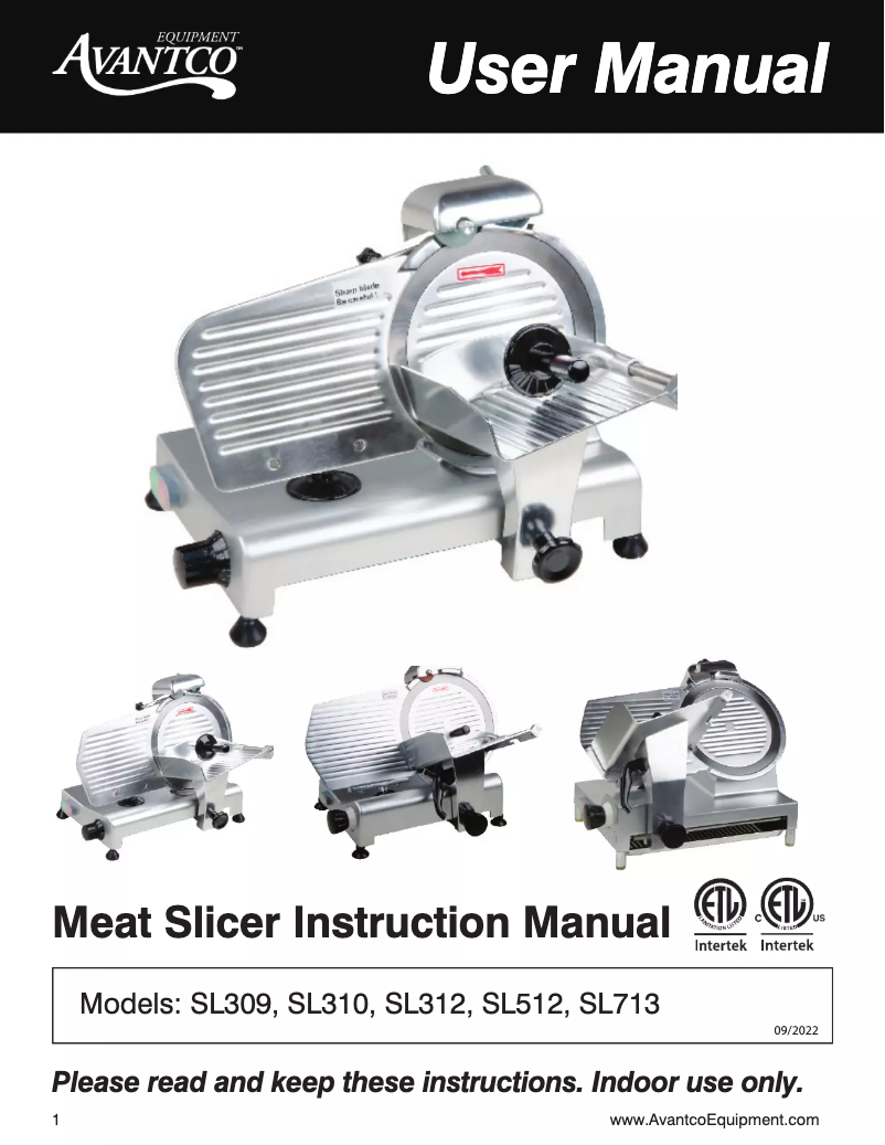 Page n°1 - Manuel utilisateur Avantco SLC330