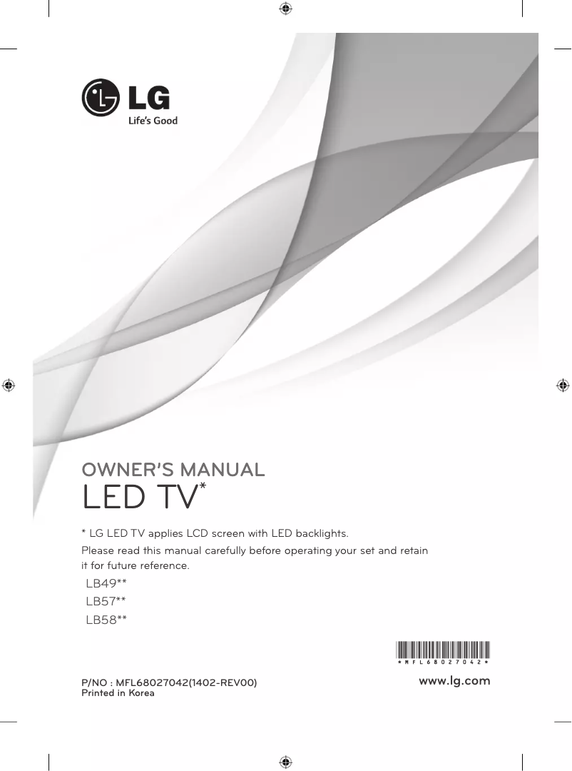 Image de la première page du manuel de l'appareil 50LB582B