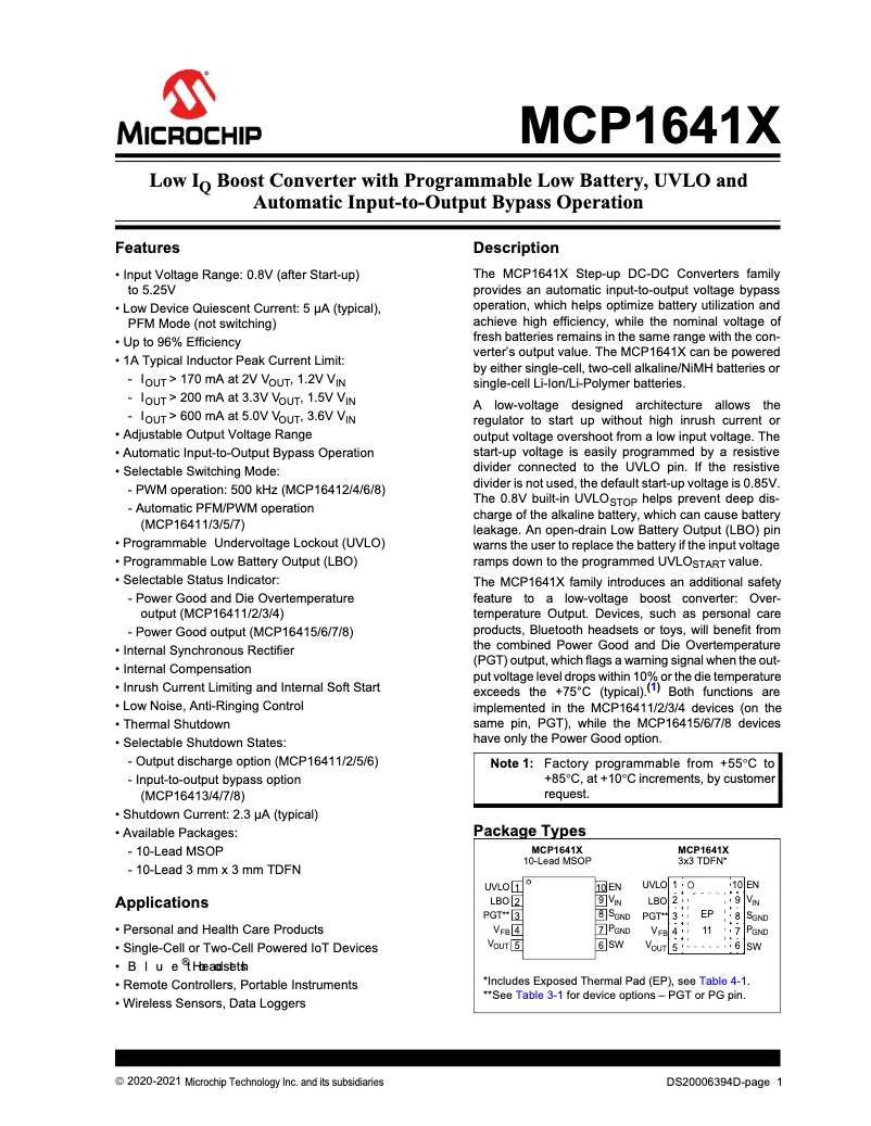 Page 1 de la notice Manuel utilisateur Microchip MCP16413
