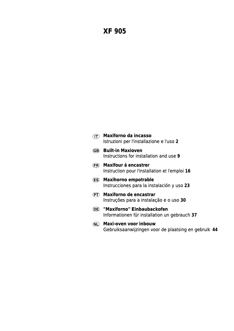 Page n°1 - Manuel utilisateur Ariston Thermo XF 905