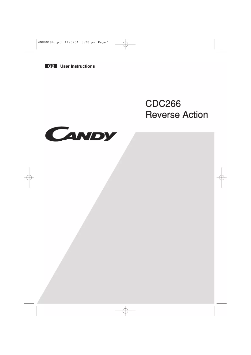 Page 1 de la notice Manuel utilisateur Candy AB CDC 266 UK