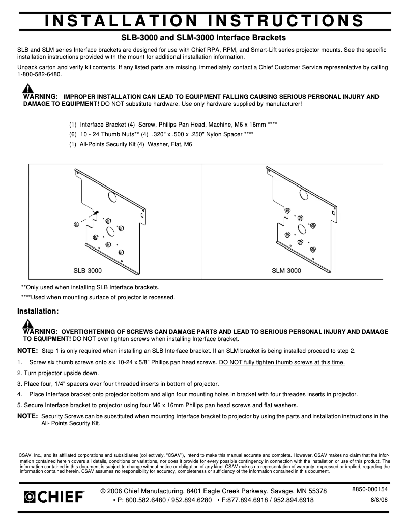Page n°1 - Manuel utilisateur Chief SLM3000
